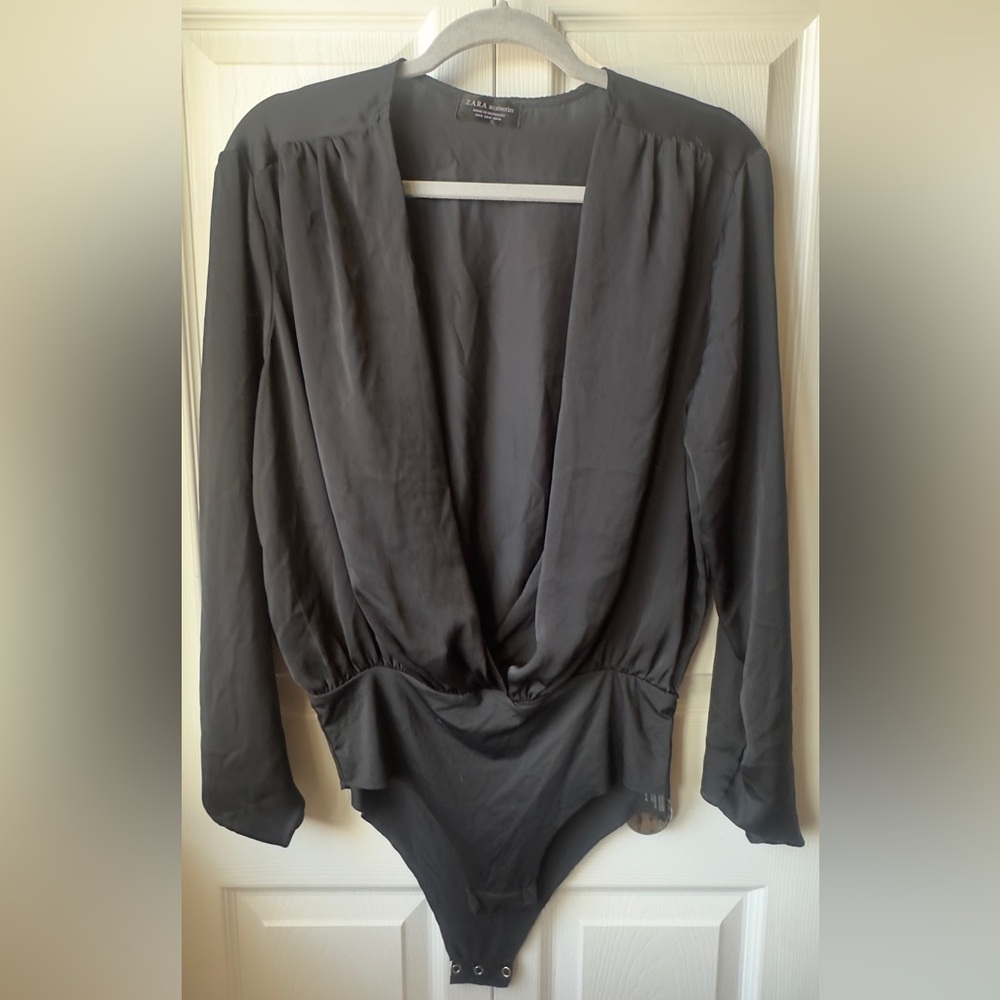 ZARA Black Long Sleeve Bodysuit Size M NWOT